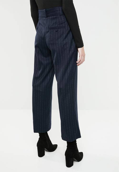 MANGO - Printed crop trouser - navy