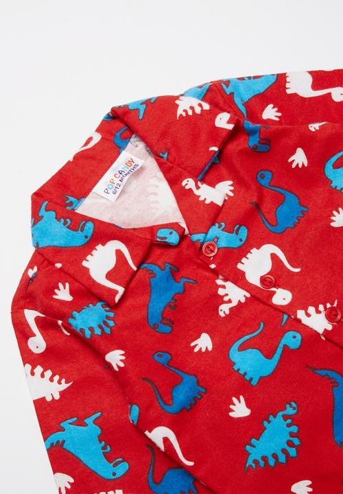 Pop Candy - Flannel dinosaur pyjamas - red
