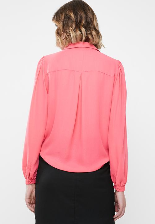 ONLY - Martha long sleeve round collar shirt - pink