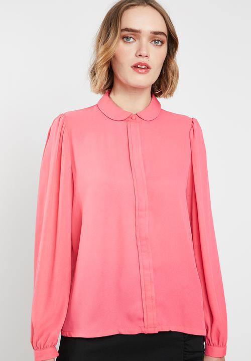 ONLY - Martha long sleeve round collar shirt - pink