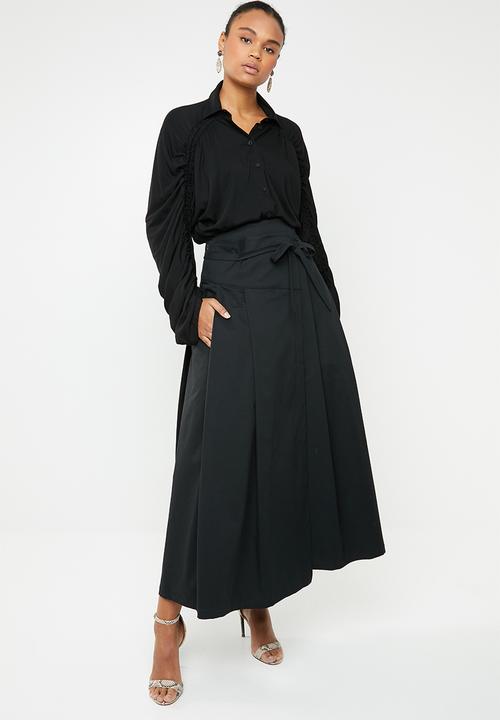 AMANDA LAIRD CHERRY - Sphe pleated wrap skirt - black