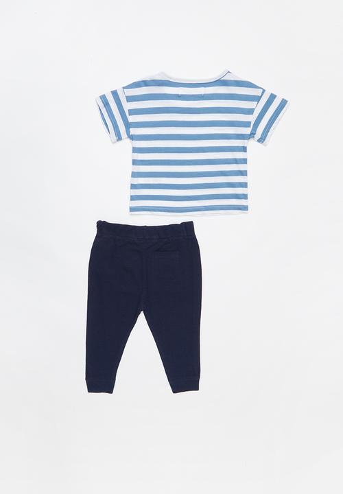 MINOTI - Boxy tee & jumbo joggers - blue