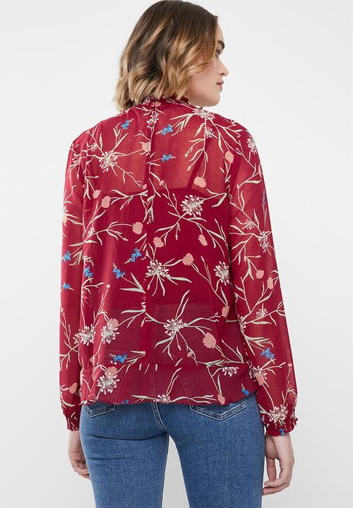 Vero Moda - Becca long sleeve top - red