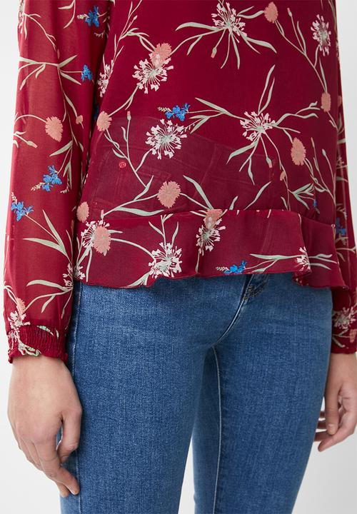 Vero Moda - Becca long sleeve top - red