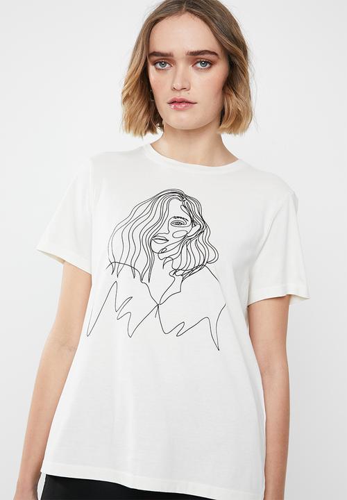 Vero Moda - Sketch short sleeve T-shirt - cream