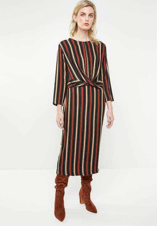 Superbalist - Hi neck dress with cross over front detail - multi 