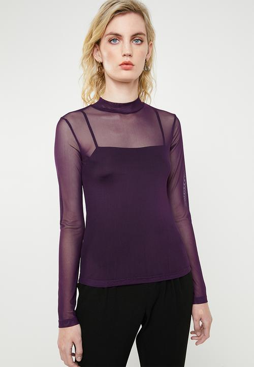 Superbalist - Long sleeve mesh tee - purple