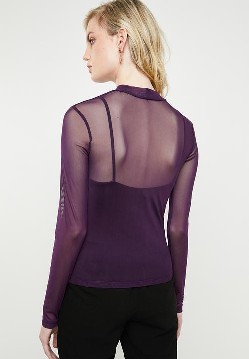 Superbalist - Long sleeve mesh tee - purple