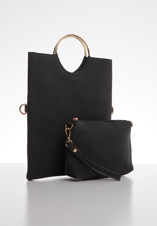 Superbalist - Metal ring cross body bag - black