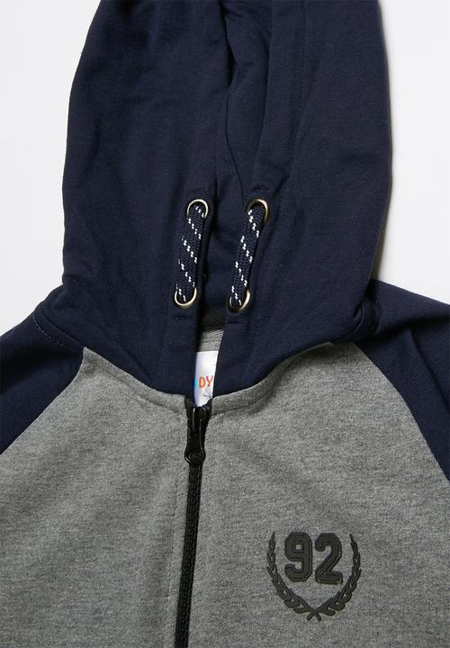 Pop Candy - French Terry zip through hoodie - grey & navy