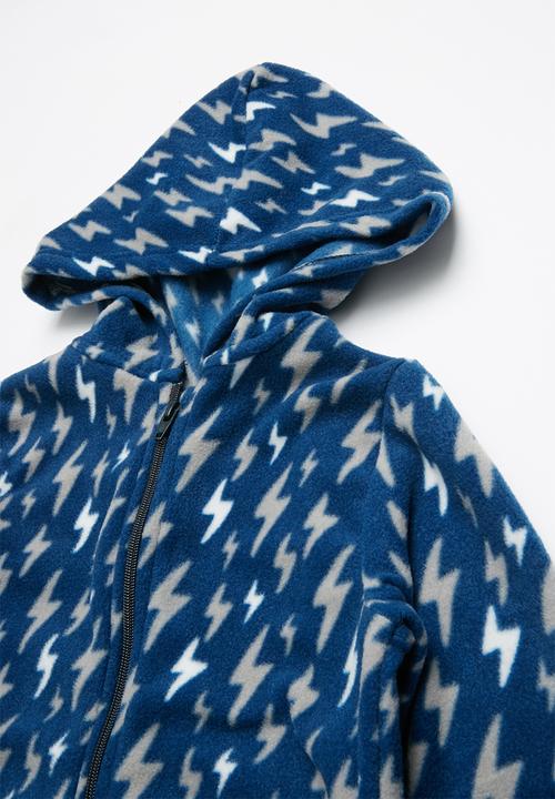 Pop Candy - Bolt printed onesie - blue & grey