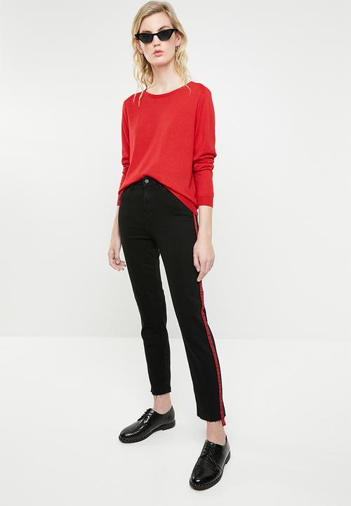 MANGO - Fine knit cotton sweater - red