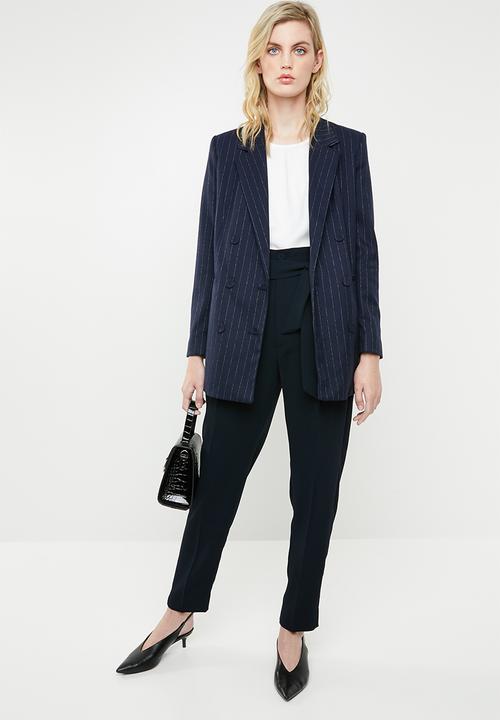 MANGO - Paperbag tie trousers - navy