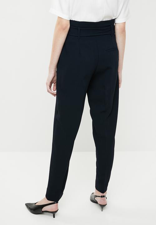 MANGO - Paperbag tie trousers - navy