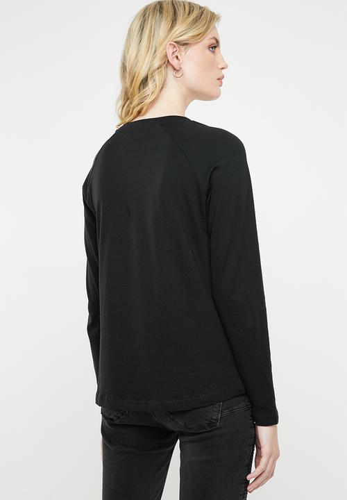MANGO - Organic cotton long sleeve T-shirt - black