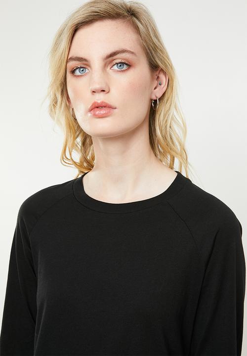 MANGO - Organic cotton long sleeve T-shirt - black