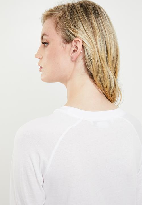 MANGO - Organic cotton long sleeve T-shirt - white