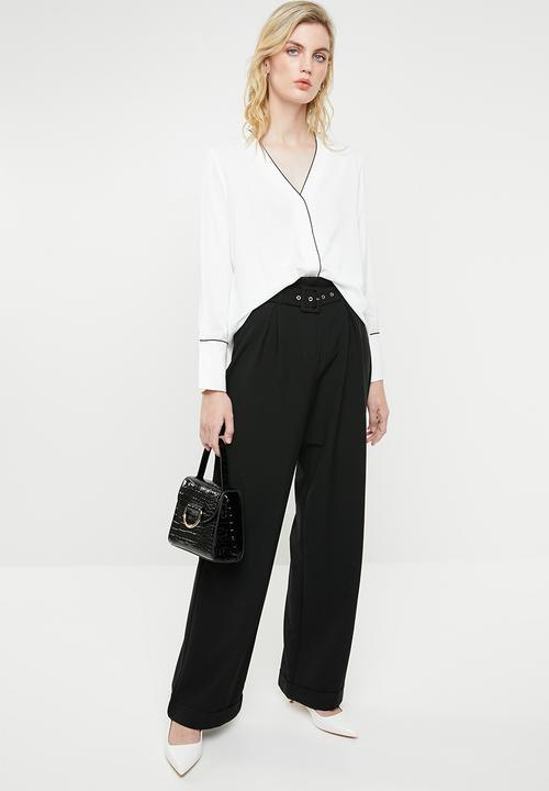 MANGO - Contrast trim blouse - white