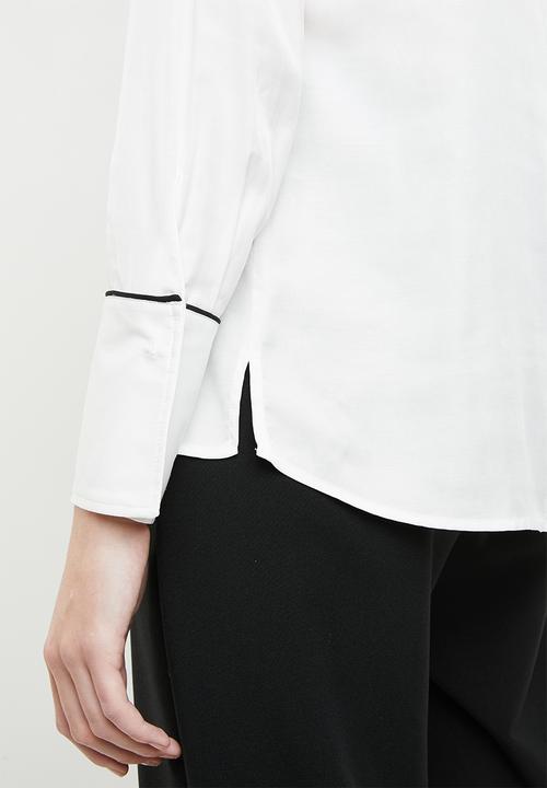 MANGO - Contrast trim blouse - white