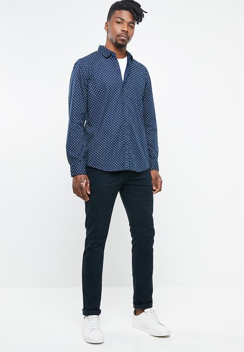 STYLE REPUBLIC - Night sky dotted long sleeve shirt - navy & white