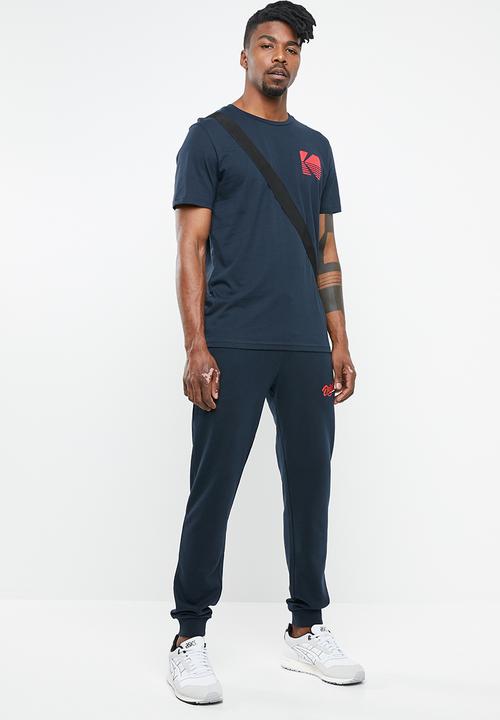 Jack & Jones - Snap crew neck tee - navy 