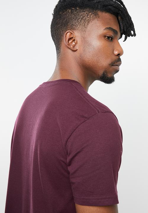 Cotton On - Essential vee neck short sleeve tee - burgundy