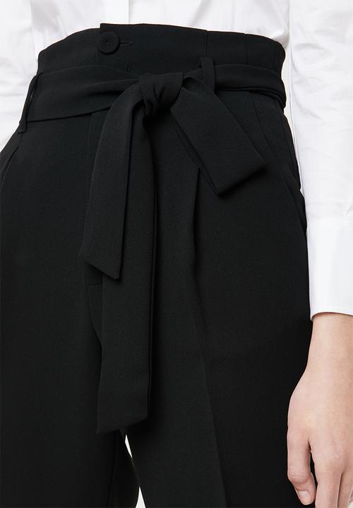 MANGO - Paperbag tie trousers - black