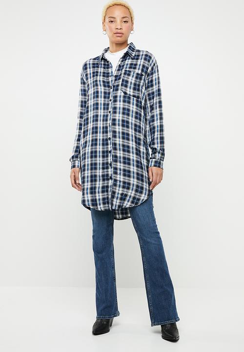 c(inch) - Check long sleeve button-down shirt - multi