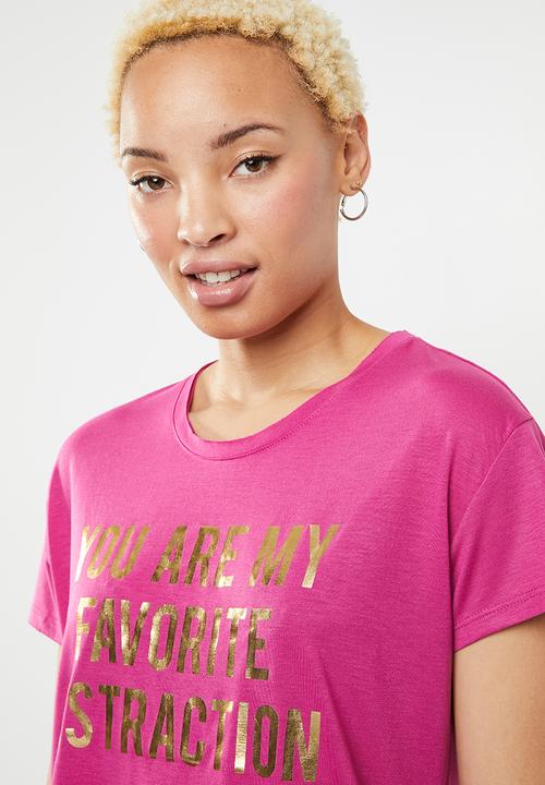 Jacqueline de Yong - Short sleeve print top - pink
