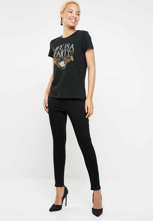 Vero Moda - Fancy short sleeve top - black