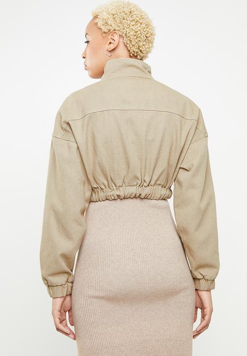 Missguided - Cropped batwing bomber jacket - beige 