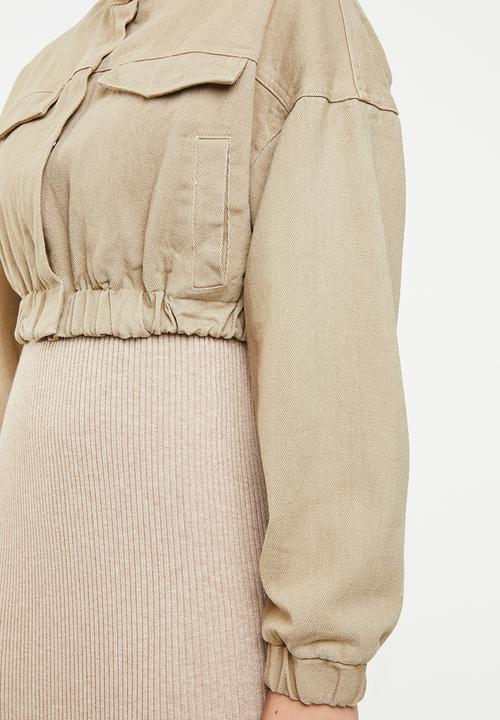 Missguided - Cropped batwing bomber jacket - beige 
