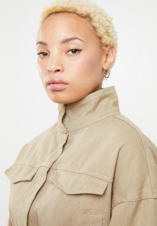 Missguided - Cropped batwing bomber jacket - beige 