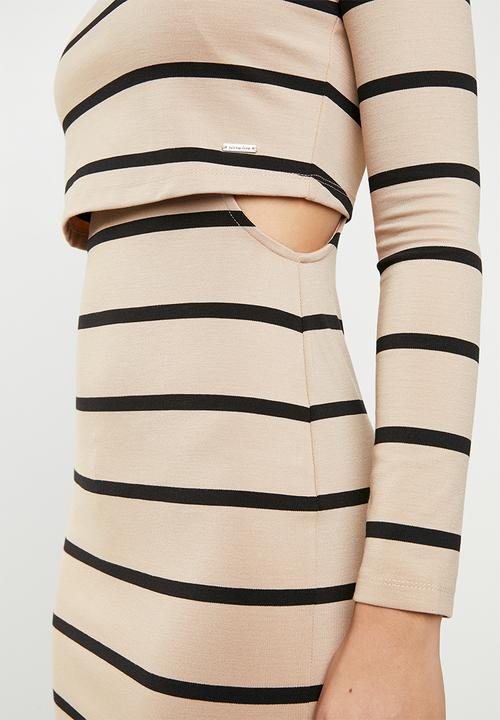 SISSY BOY - Midi dress with polo neck - neutral & black