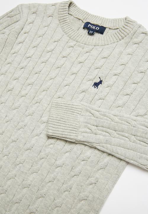 POLO - Jason long sleeve cable knit pullover - grey