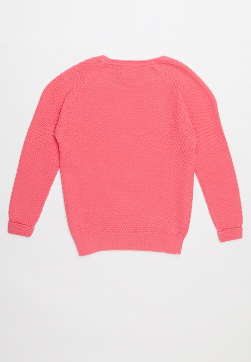 POLO - Tiana long sleeve textured pullover - pink