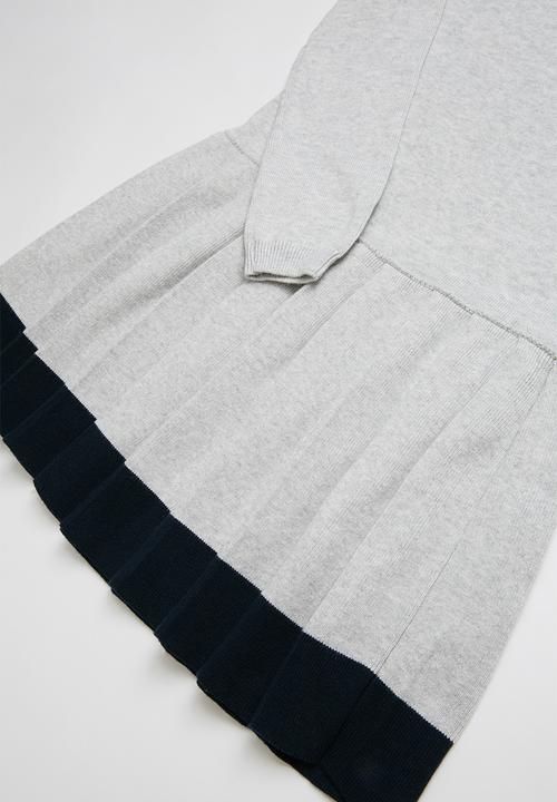 POLO - Long sleeve knitted tennis dress - grey
