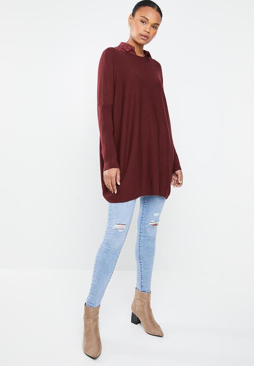 Revenge - Balloon sleeve knit - burgundy