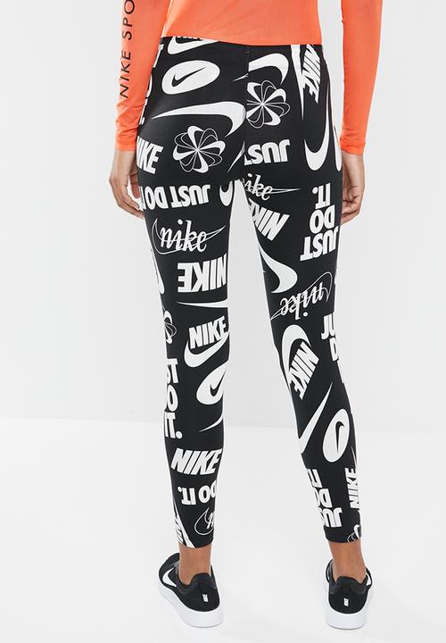 Nike - Legasee logo legging - black & white