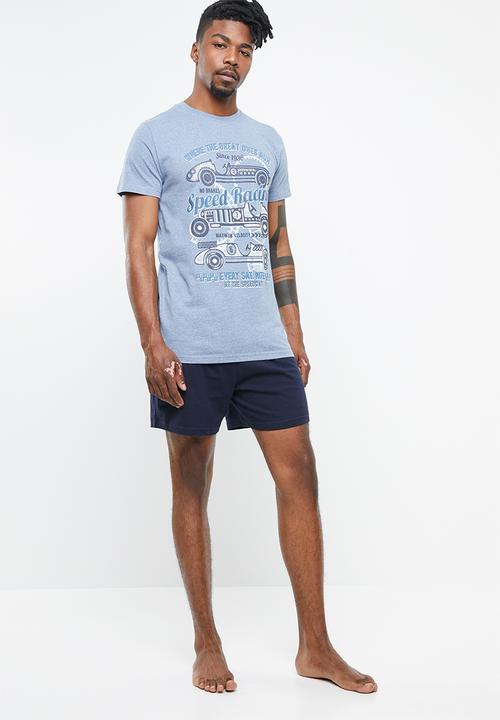 STYLE REPUBLIC - Vintage racing pj set - navy & grey
