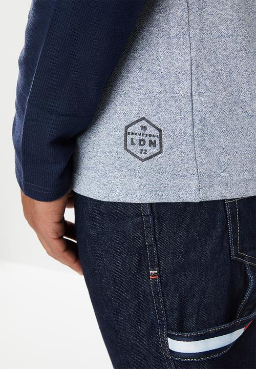 Brave Soul - Kabuto crew neck raglan sweater - navy & blue 