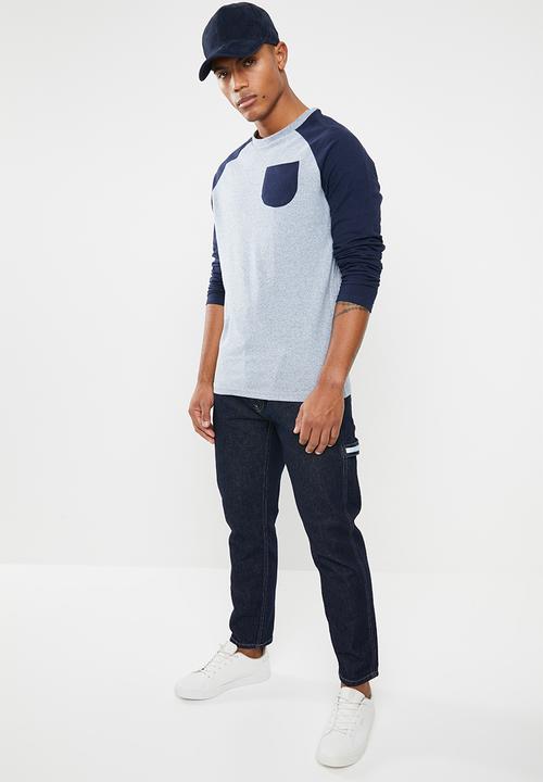 Brave Soul - Kabuto crew neck raglan sweater - navy & blue 