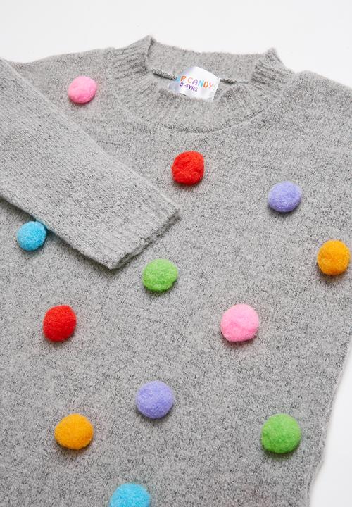 Pop Candy - Kids pom pom knit - grey