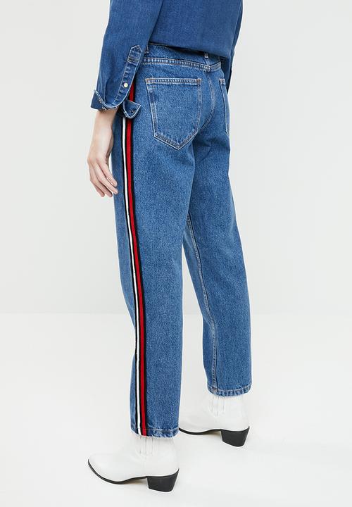 MANGO - Relaxed jean with side stripe - blue