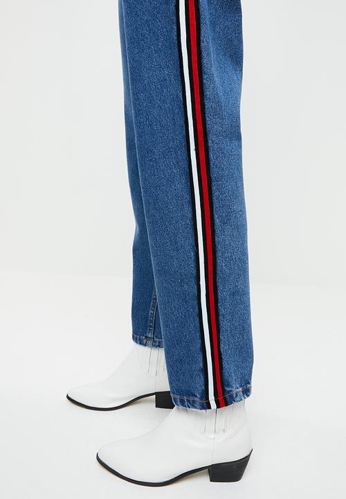 MANGO - Relaxed jean with side stripe - blue