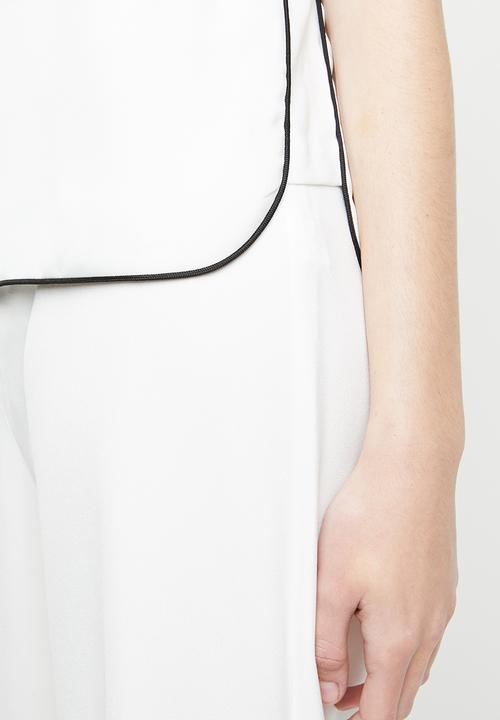 MANGO - Contrast short sleeve blouse - white