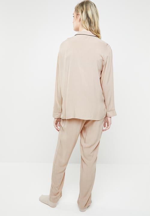 Superbalist - Sleep shirt & pants set - beige