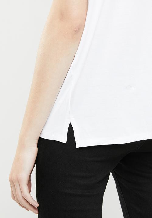 MANGO - V-neck T-shirt - white