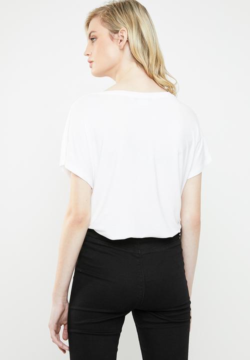 MANGO - V-neck T-shirt - white