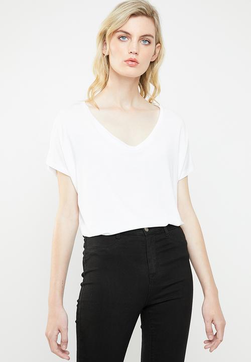 MANGO - V-neck T-shirt - white